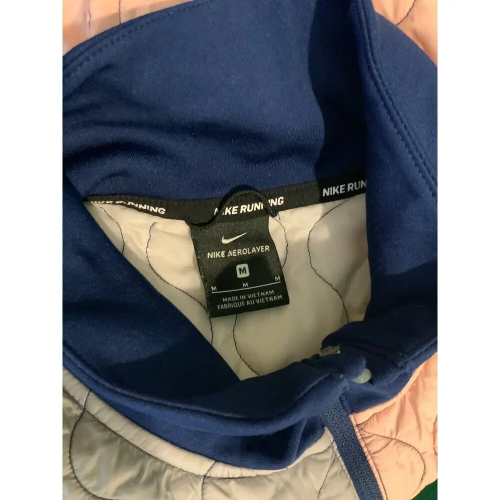 Nike Aerolayer Gilet Blue, Gray & Pink Quilted Zip-Up Vest, Size M